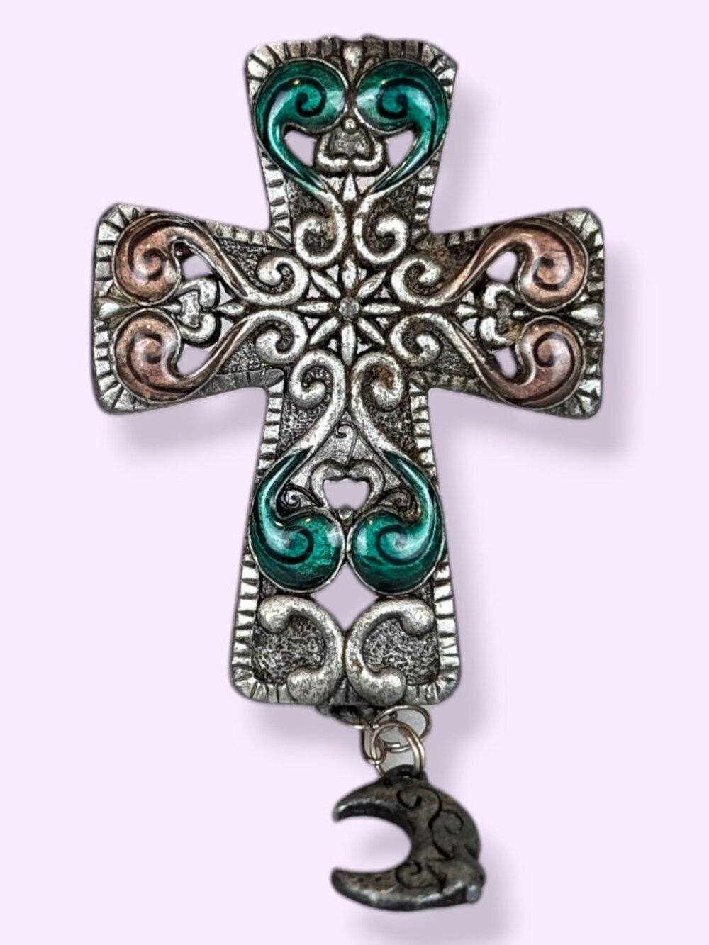 V. Metal Swirl Enamel Crucifix